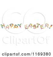 Cartoon Of A Happy Easter Greeting Made With Colorful Eggs Royalty Free Vector Clipart
