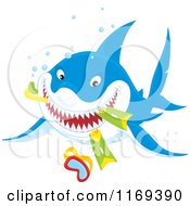 Poster, Art Print Of Grinning Shark Eating Snorkel Gear