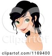 Clipart Of A Black Haired Woman With Wavy Hair Royalty Free Vector Illustration