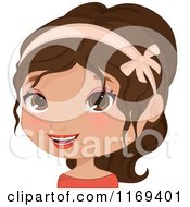 Clipart Of A Brunette Girl Avatar With A Headband Royalty Free Vector Illustration