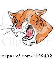 Cartoon Of A Hissing Cougar Head Royalty Free Vector Clipart