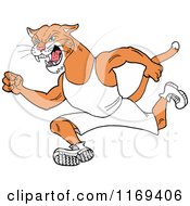 Cartoon Of A Running Cougar Track And Field Mascot Royalty Free Vector Clipart