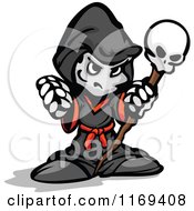 Tough Necromancer Holding Up A Fist And Skull Staff