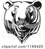Poster, Art Print Of Black And White Grizzly Bear Head
