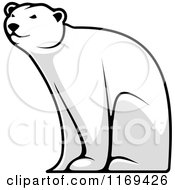 Clipart Of A Happy Grayscale Polar Bear Bear Sitting Royalty Free Vector Illustration by Vector Tradition SM