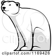 Poster, Art Print Of Happy Grayscale Polar Bear Bear Sitting