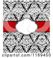 Poster, Art Print Of Black And White Damask Invitation With A Red Ribbon And Copyspace 2