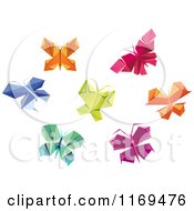 Clipart Of Colorful Origami Butterflies Royalty Free Vector Illustration