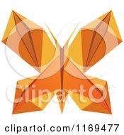 Clipart Of An Orange Origami Butterfly Royalty Free Vector Illustration