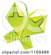 Clipart Of A Green Origami Butterfly Royalty Free Vector Illustration