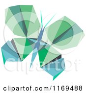 Clipart Of A Green And Blue Origami Butterfly Royalty Free Vector Illustration