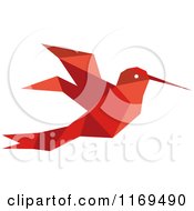 Clipart Of A Red Origami Hummingbird 5 Royalty Free Vector Illustration