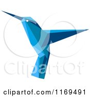 Poster, Art Print Of Blue Origami Hummingbird 7