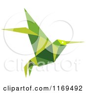 Clipart Of A Green Origami Hummingbird 7 Royalty Free Vector Illustration