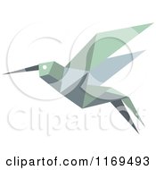 Clipart Of A Green Origami Hummingbird 8 Royalty Free Vector Illustration