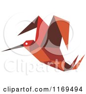 Poster, Art Print Of Red Origami Hummingbird 6