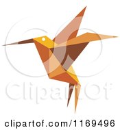 Clipart Of A Orange Origami Hummingbird 6 Royalty Free Vector Illustration
