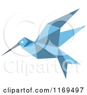 Poster, Art Print Of Blue Origami Hummingbird 8