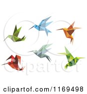 Clipart Of Origami Hummingbirds 6 Royalty Free Vector Illustration