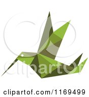 Clipart Of A Green Origami Hummingbird 6 Royalty Free Vector Illustration