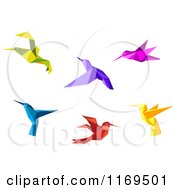 Clipart Of Origami Hummingbirds 7 Royalty Free Vector Illustration