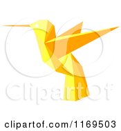 Clipart Of A Yellow Origami Hummingbird 4 Royalty Free Vector Illustration