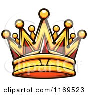 Clipart Of A Gold Crown Adorned With Rubies 3 Royalty Free Vector Illustration
