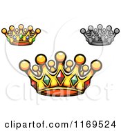 Clipart Of Crowns Adorned With Gems 3 Royalty Free Vector Illustration