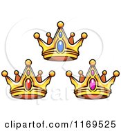 Clipart Of Crowns Adorned With Gems 4 Royalty Free Vector Illustration