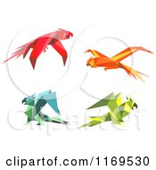 Poster, Art Print Of Origami Paper Parrots 4