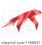 Clipart Of A Red Origami Paper Parrot 3 Royalty Free Vector Illustration
