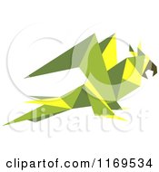 Clipart Of A Green Origami Paper Parrot 3 Royalty Free Vector Illustration