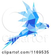Clipart Of A Flying Blue Origami Paper Parrot Royalty Free Vector Illustration