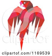 Clipart Of A Red Origami Paper Parrot Royalty Free Vector Illustration