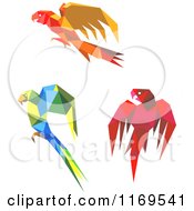 Clipart Of Origami Paper Parrots 2 Royalty Free Vector Illustration
