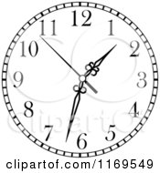 Clipart Of A Black And White Wall Clock 3 Royalty Free Vector Illustration