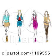 Poster, Art Print Of Sketched Fashion Models Walking