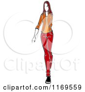 Poster, Art Print Of Sketched Model Walking In A Blazer And Pants
