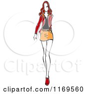 Poster, Art Print Of Sketched Model Walking In A Mini Skirt