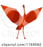 Poster, Art Print Of Red Origami Heron Stork Or Crane