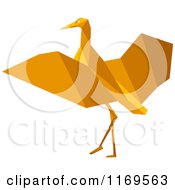 Clipart Of An Orange Origami Heron Stork Or Crane Royalty Free Vector Illustration