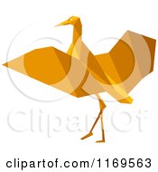 Poster, Art Print Of Orange Origami Heron Stork Or Crane