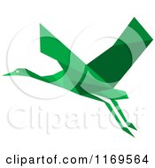 Clipart Of A Flying Green Origami Heron Stork Or Crane 2 Royalty Free Vector Illustration