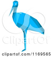 Poster, Art Print Of Blue Origami Heron Stork Or Crane