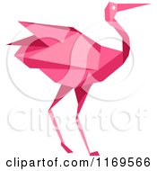 Poster, Art Print Of Pink Origami Heron Stork Or Crane
