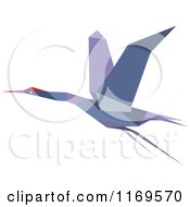Poster, Art Print Of Flying Purple Origami Heron Stork Or Crane
