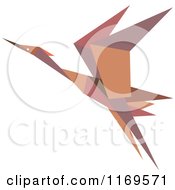 Poster, Art Print Of Flying Brown Origami Heron Stork Or Crane