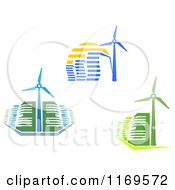 Poster, Art Print Of Energy Efficient Buildings And A Windmill Turbines