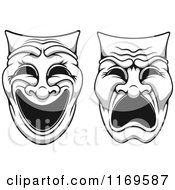 Poster, Art Print Of Grayscale Comedy Drama Theater Masks 2