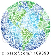 Clipart Of A Globe Composed Of Recycle Items With Green Continents 2 Royalty Free Vector Illustration